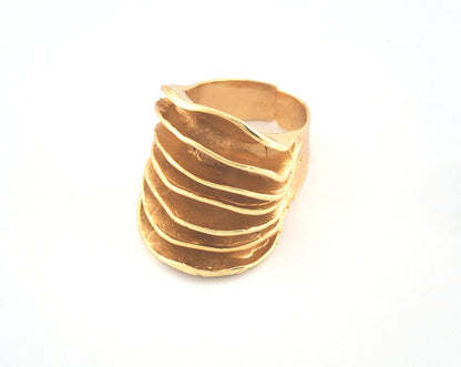 Slice Ring Adjustable Shiny gold plated brass (18mm 8US inner size) 5237