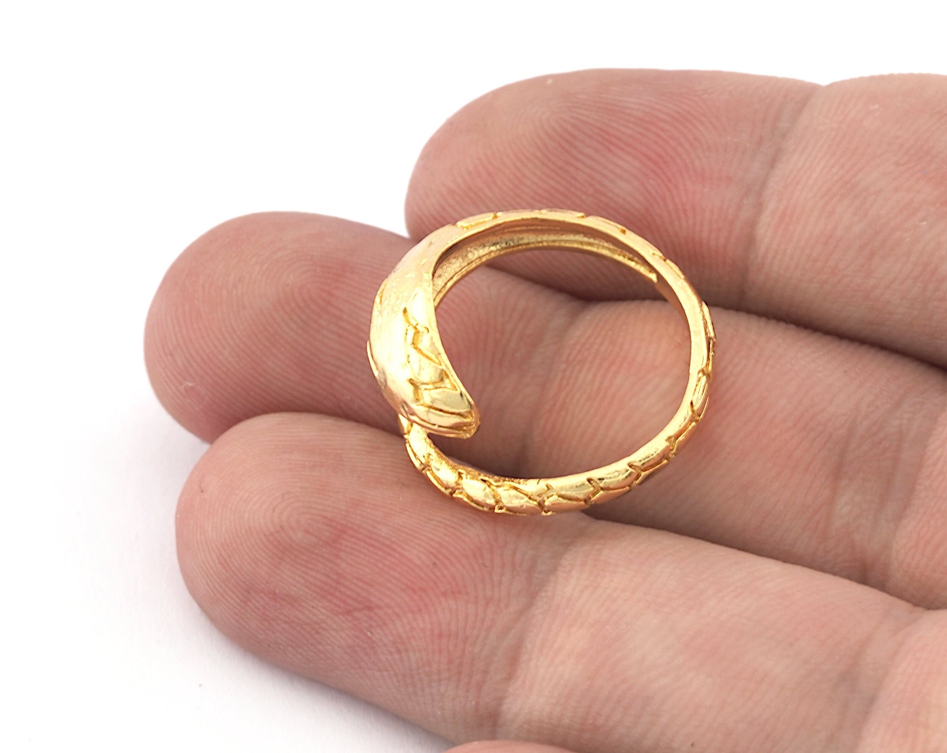 Wrap Snake Ring Adjustable Brass, Shiny gold plated (18mm 8US inner size) 5259