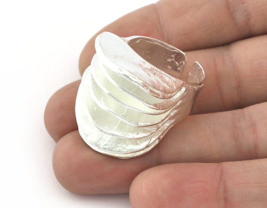 Slice Ring Adjustable Shiny silver plated brass (18mm 8US inner size) 5237