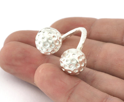 Ball Ring, Wrap Adjustable Ring , Shiny Silver Plated Brass (8US) 5208