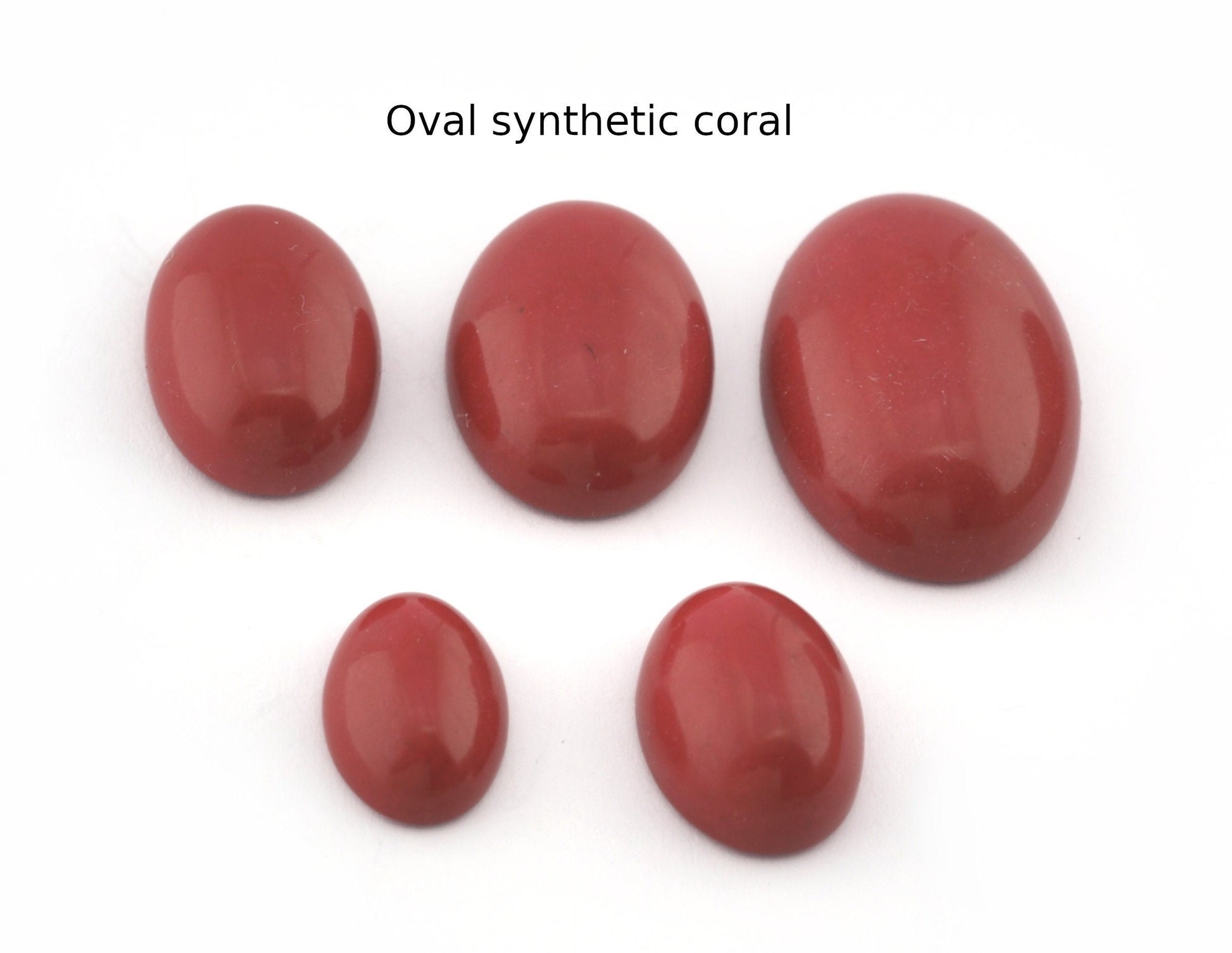 Oval Dome Cabochon synthetic coral Flat Back Cabochons Red Cabochons cab60