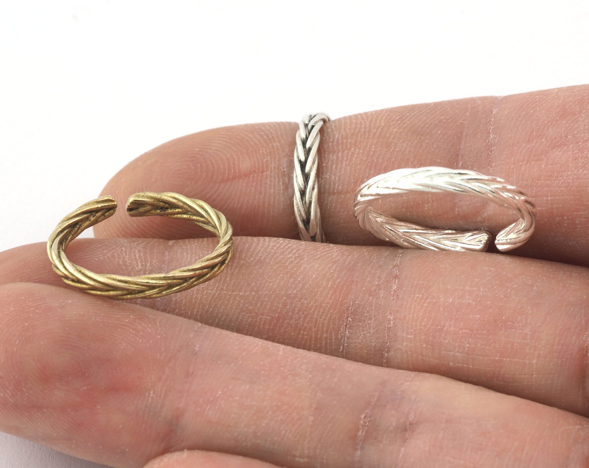 Braid Band Ring Adjustable Raw brass, Shiny Silver, Antique silver (17mm 7US inner size) 5257