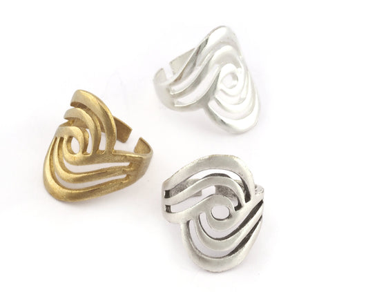 Eye Swirl Ring Adjustable Raw brass, Shiny Silver, Antique silver (18mm 8US inner size) 5260