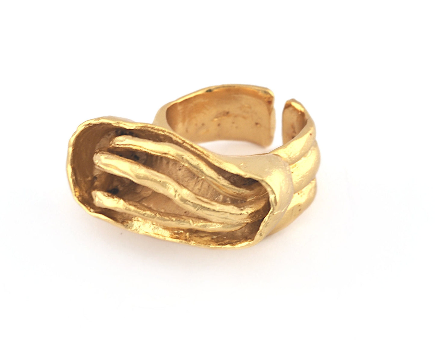 Mysterious Ring Adjustable Shiny gold plated brass (19mm 9US inner size) 5233