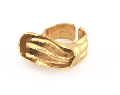 Mysterious Ring Adjustable Shiny gold plated brass (19mm 9US inner size) 5233