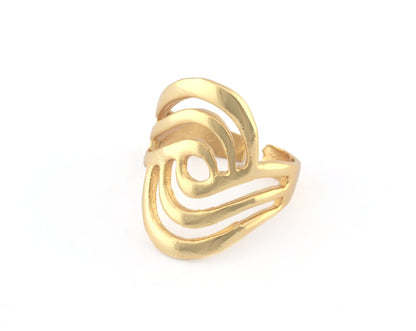 Eye Swirl Ring Adjustable brass, Shiny gold plated (18mm 8US inner size) 5260