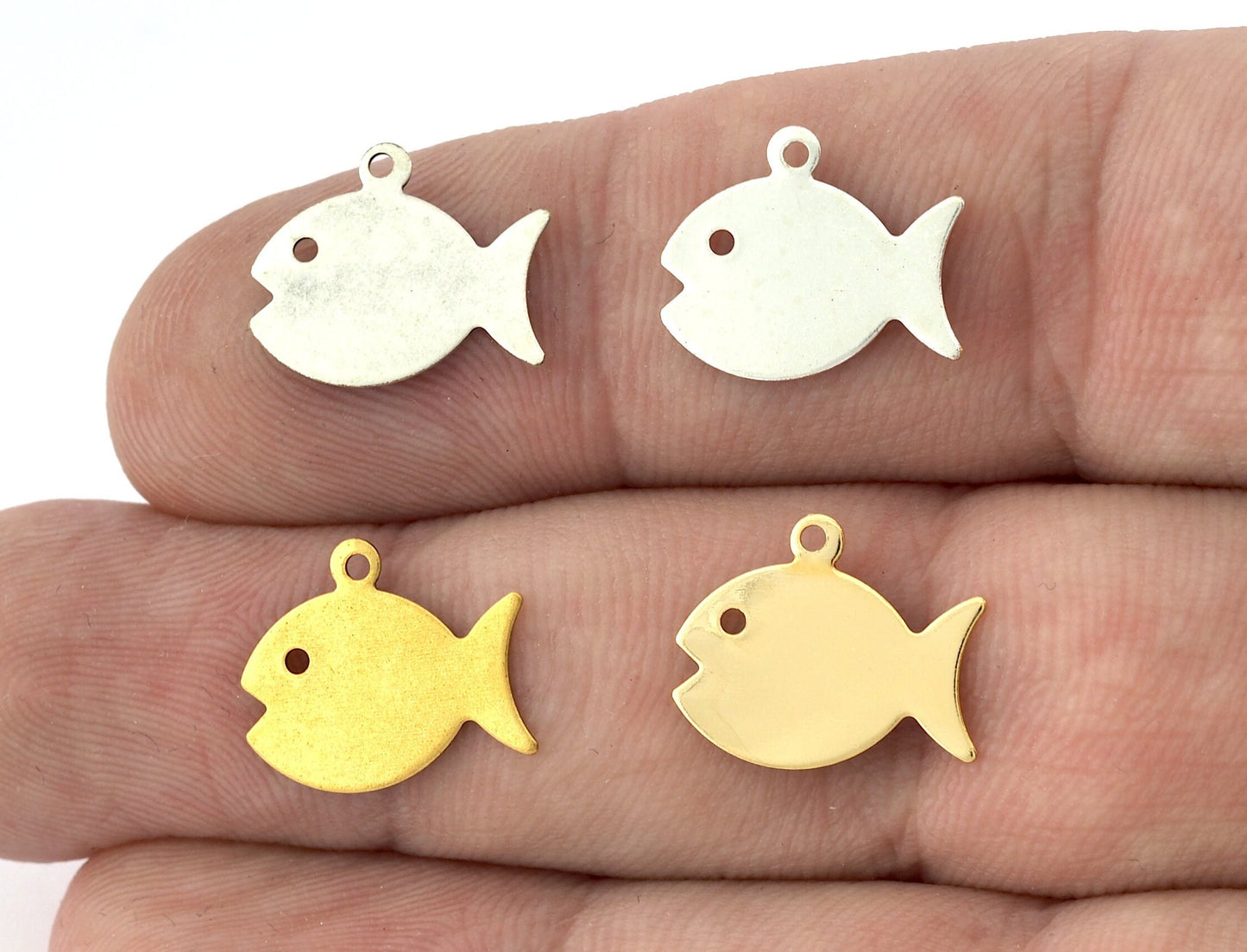 Fish Charms 15mmx12mm Raw brass, Shiny silver, Antique silver, Shiny gold Findings Charms 1979 -37