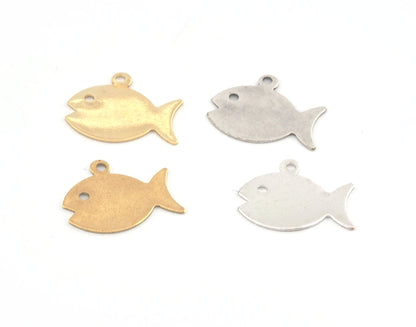 Fish Charms 15mmx12mm Raw brass, Shiny silver, Antique silver, Shiny gold Findings Charms 1979 -37