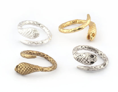 Snake Wrap Blank Bezel Settings Adjustable Ring Raw brass, Shiny Silver, Antique silver, Shiny gold (16mm 5US inner size) 1.5mm Blank 5290