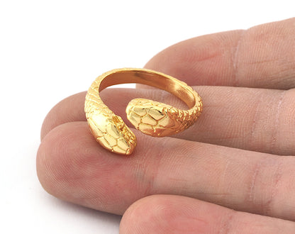 Snake Ring Adjustable Shiny Gold Plated Brass (17mm 7US inner size) 5240