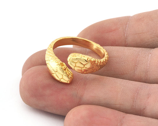 Snake Ring Adjustable Shiny Gold Plated Brass (17mm 7US inner size) 5240