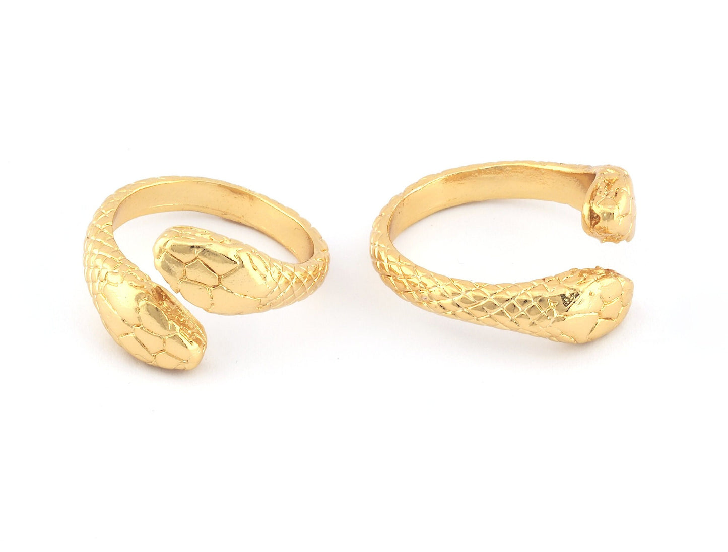 Snake Ring Adjustable Shiny Gold Plated Brass (17mm 7US inner size) 5240