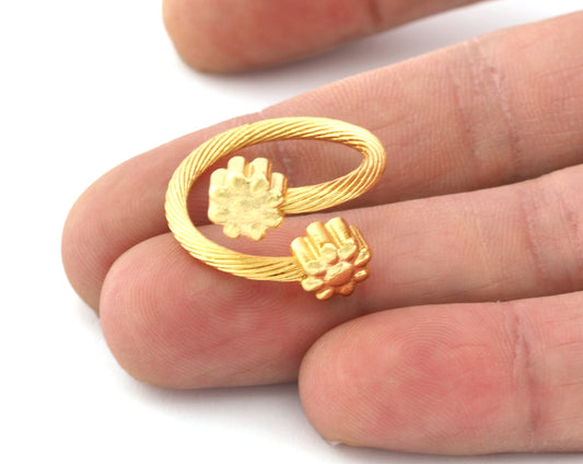 Flower Ring Adjustable Brass, Shiny gold plated (16.5mm 6US inner size) 5234