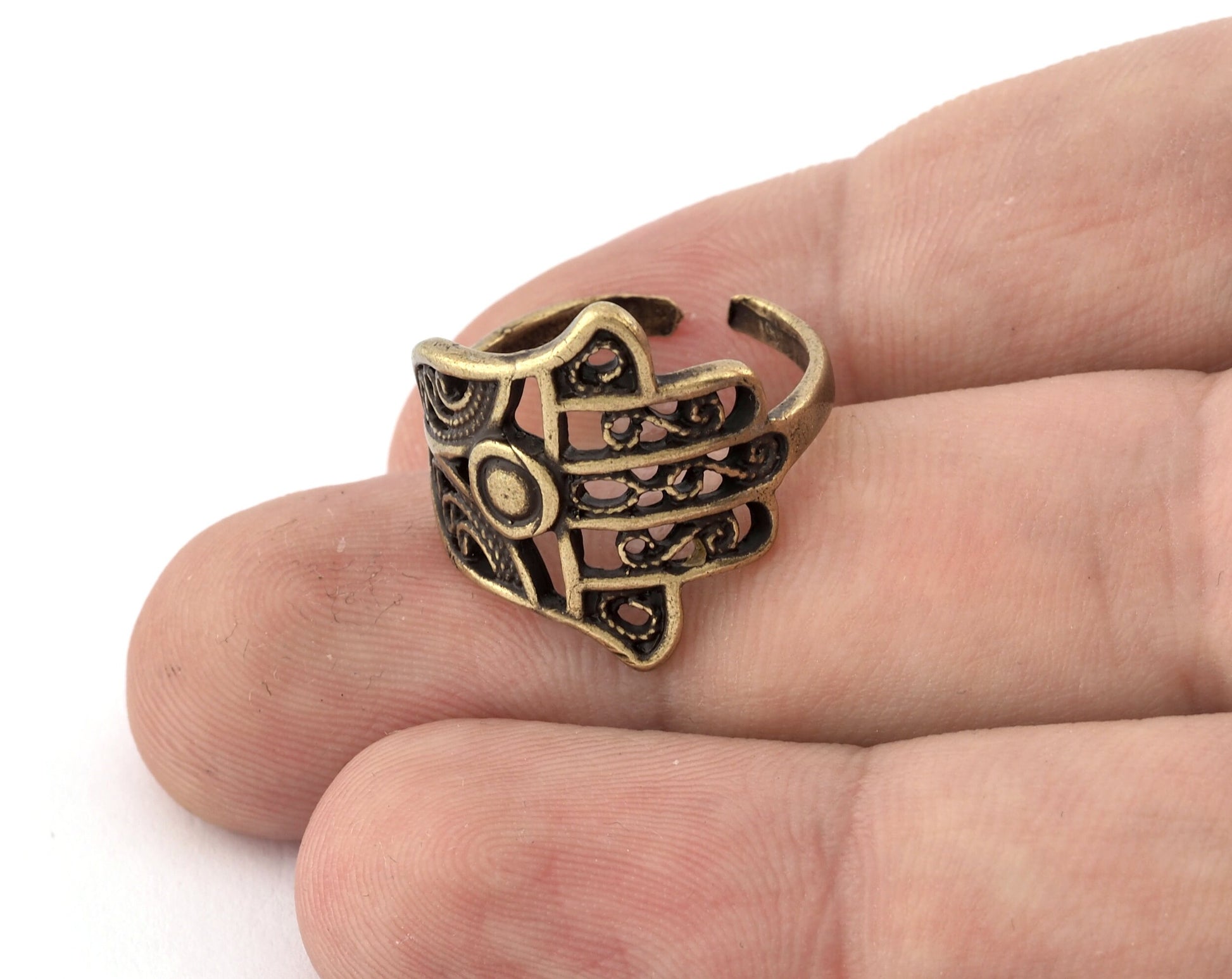 Hand Adjustable Ring Antique Bronze plated brass (18.5mm 8.5US inner size) OZ3718