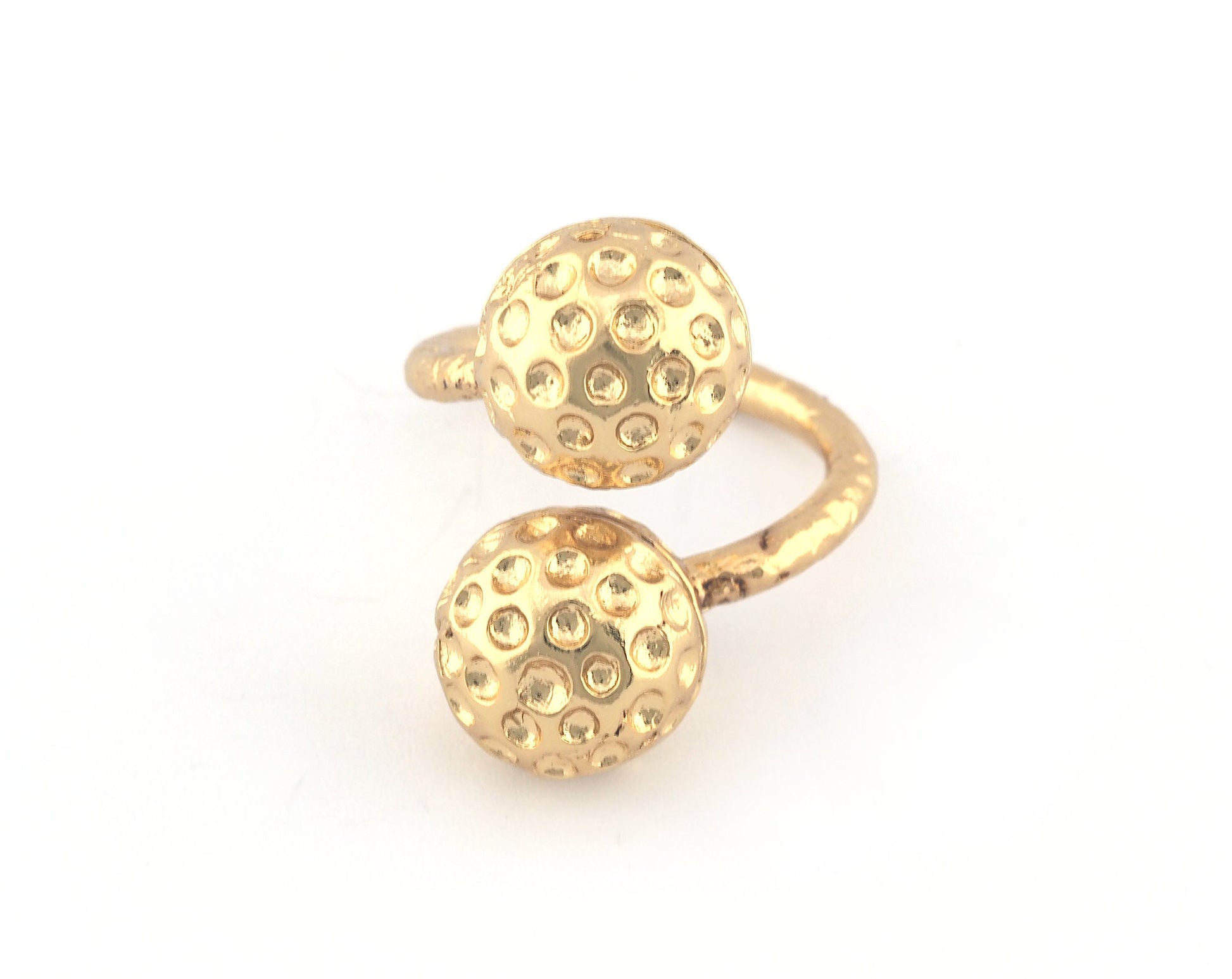 Golf Balls Ring, Wrap Adjustable Ring , Shiny Gold Plated Brass (8US) 5208
