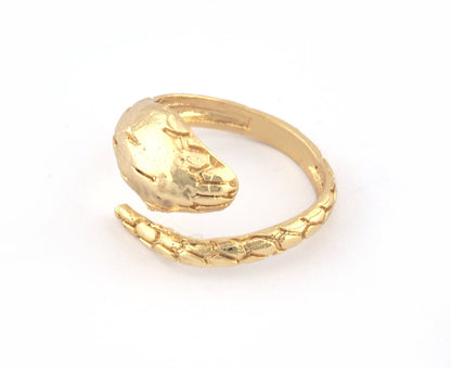 Wrap Snake Ring Adjustable Brass, Shiny gold plated (18mm 8US inner size) 5259