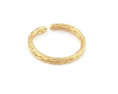 Braid Band Ring Adjustable Brass Shiny gold plated (17mm 7US inner size) 5257