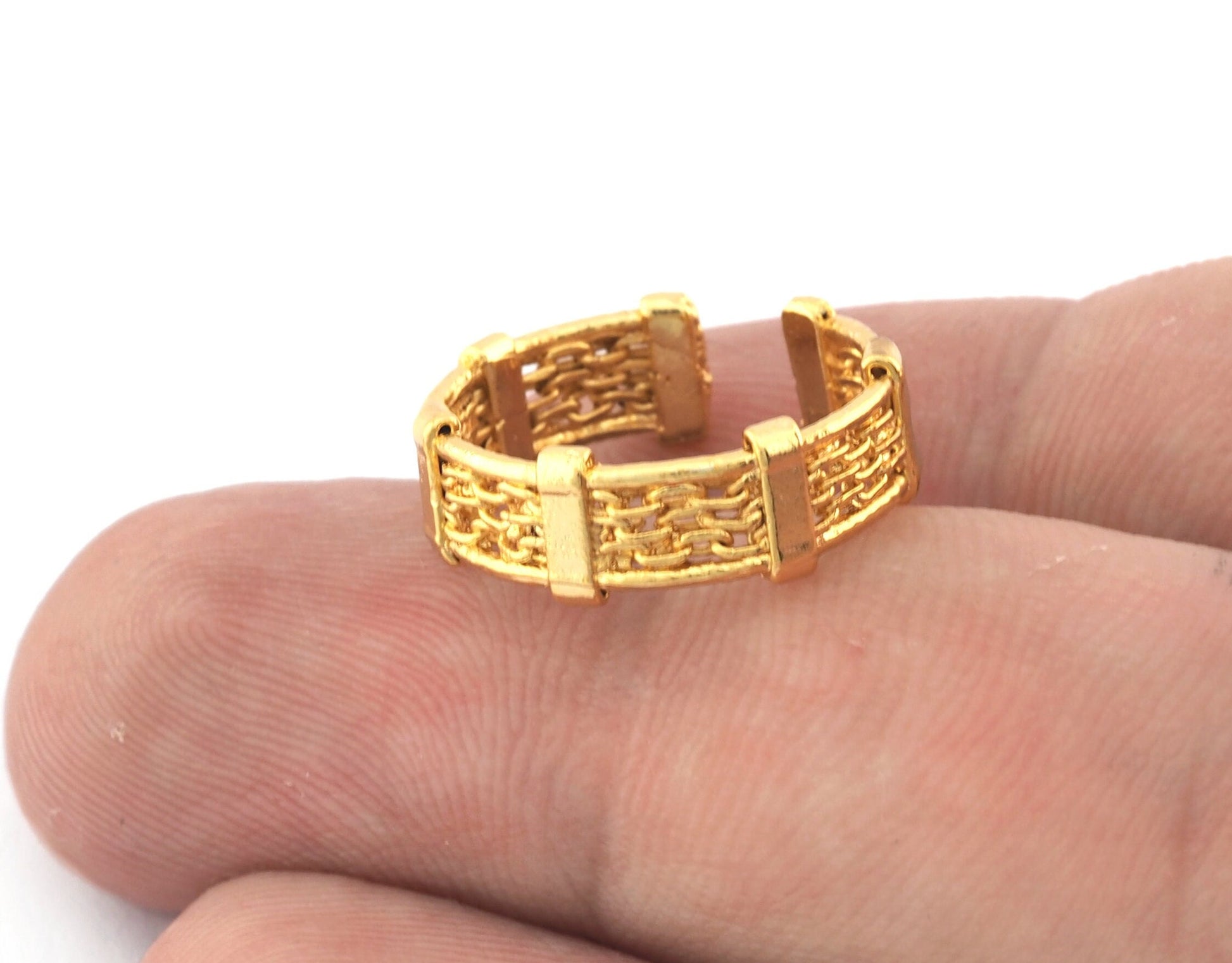 Band Ring Adjustable Shiny gold plated brass (16mm 5US inner size) 5250