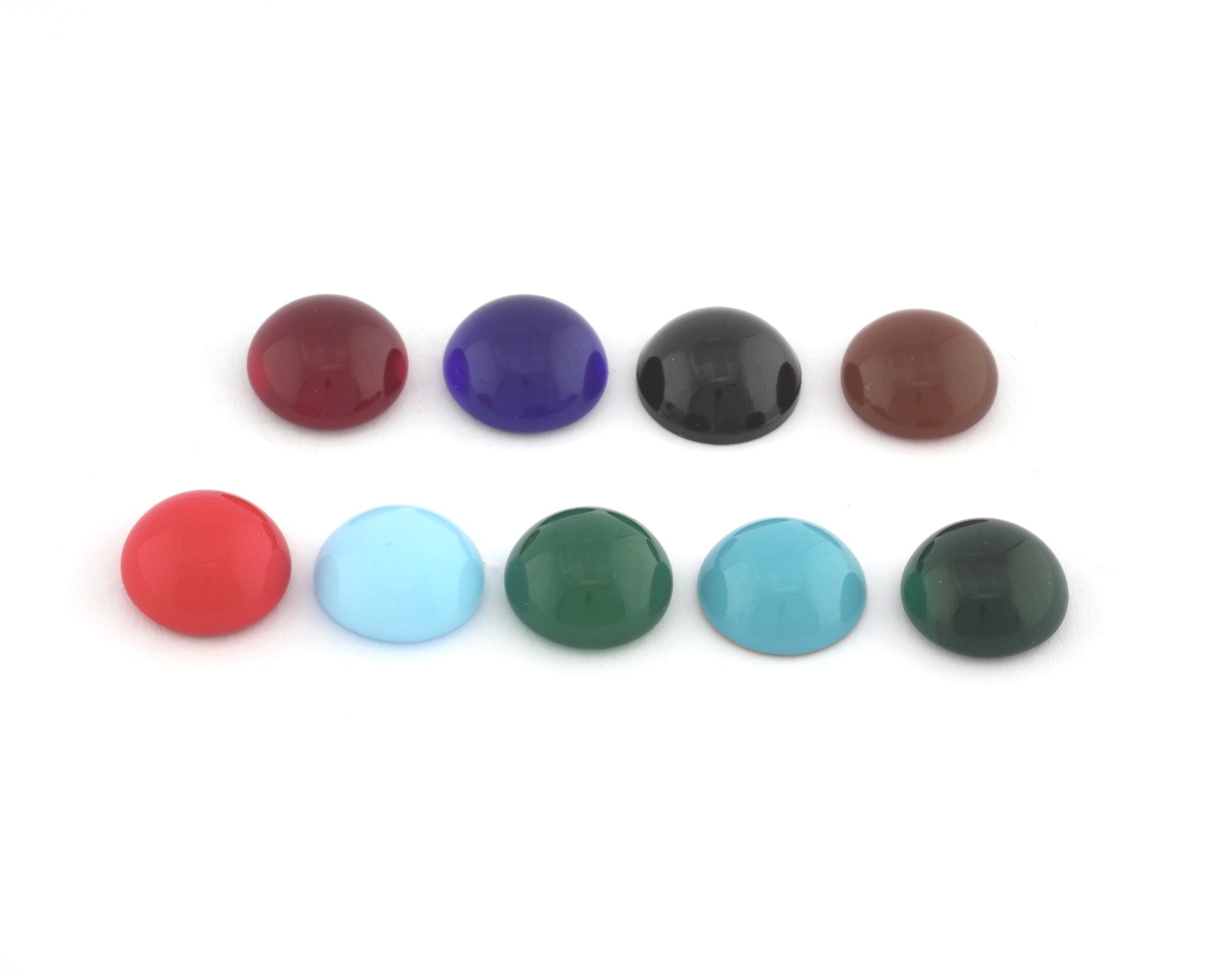 Round Dome Cabochon Glass 12mm Flat Back Red Blue Black Green Brown Colorful Cabochons 120CB CAB61-CAB62