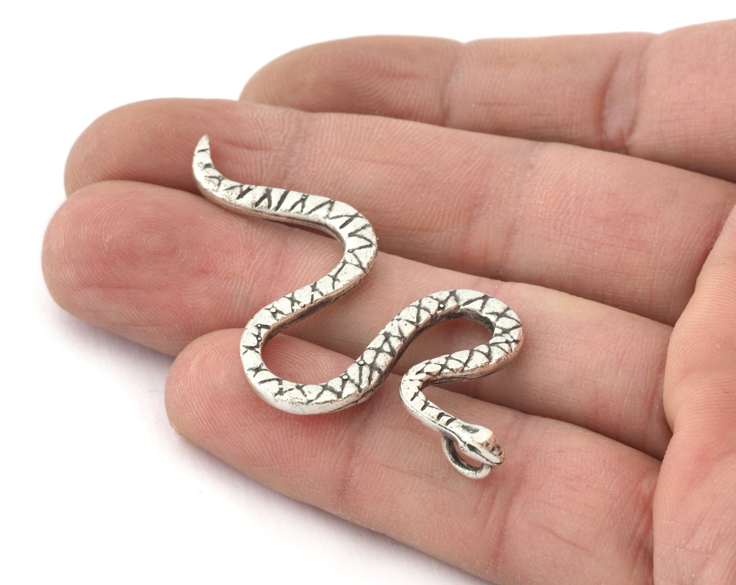 Snake Charms Pendant Raw Brass - Shiny Silver - Antique Silver - Shiny Gold Plated 53x25mm 5303