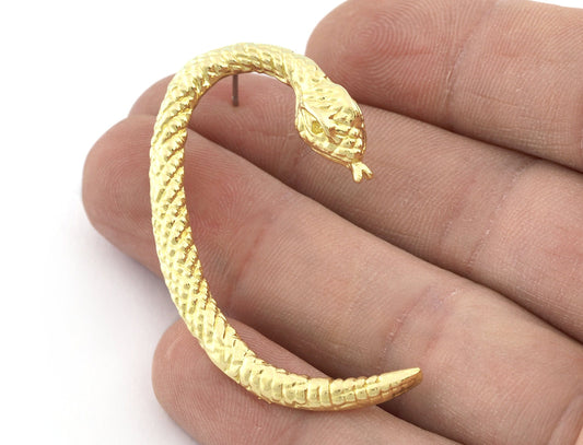 Snake Earring Stud Post Wire Base Raw Brass Earring 46mm OZ5330