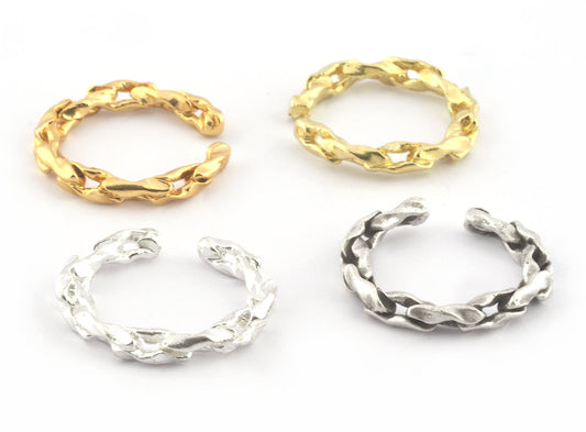 Chain Ring Adjustable Raw brass, Shiny Silver, Antique silver, Shiny Gold (18.25mm 8US inner size) 5327