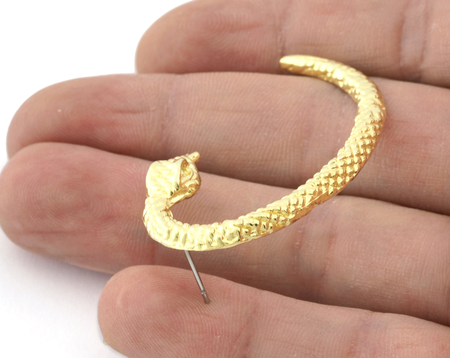 Snake Earring Stud Post Wire Base Raw Brass Earring 46mm OZ5330