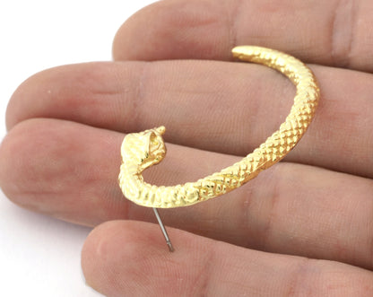 Snake Earring Stud Post Wire Base Raw Brass Earring 46mm OZ5330