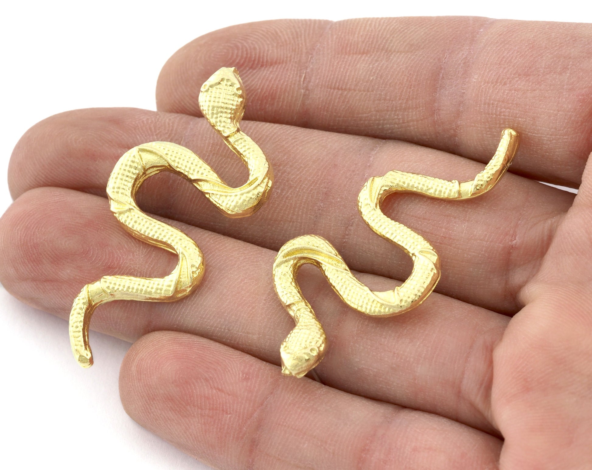 Snake Earring Stud Post Wire Base Raw Brass, Shiny silver, Shiny gold plated Earring 44mm OZ5331