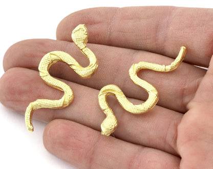 Snake Earring Stud Post Wire Base Raw Brass, Shiny silver, Shiny gold plated Earring 44mm OZ5331