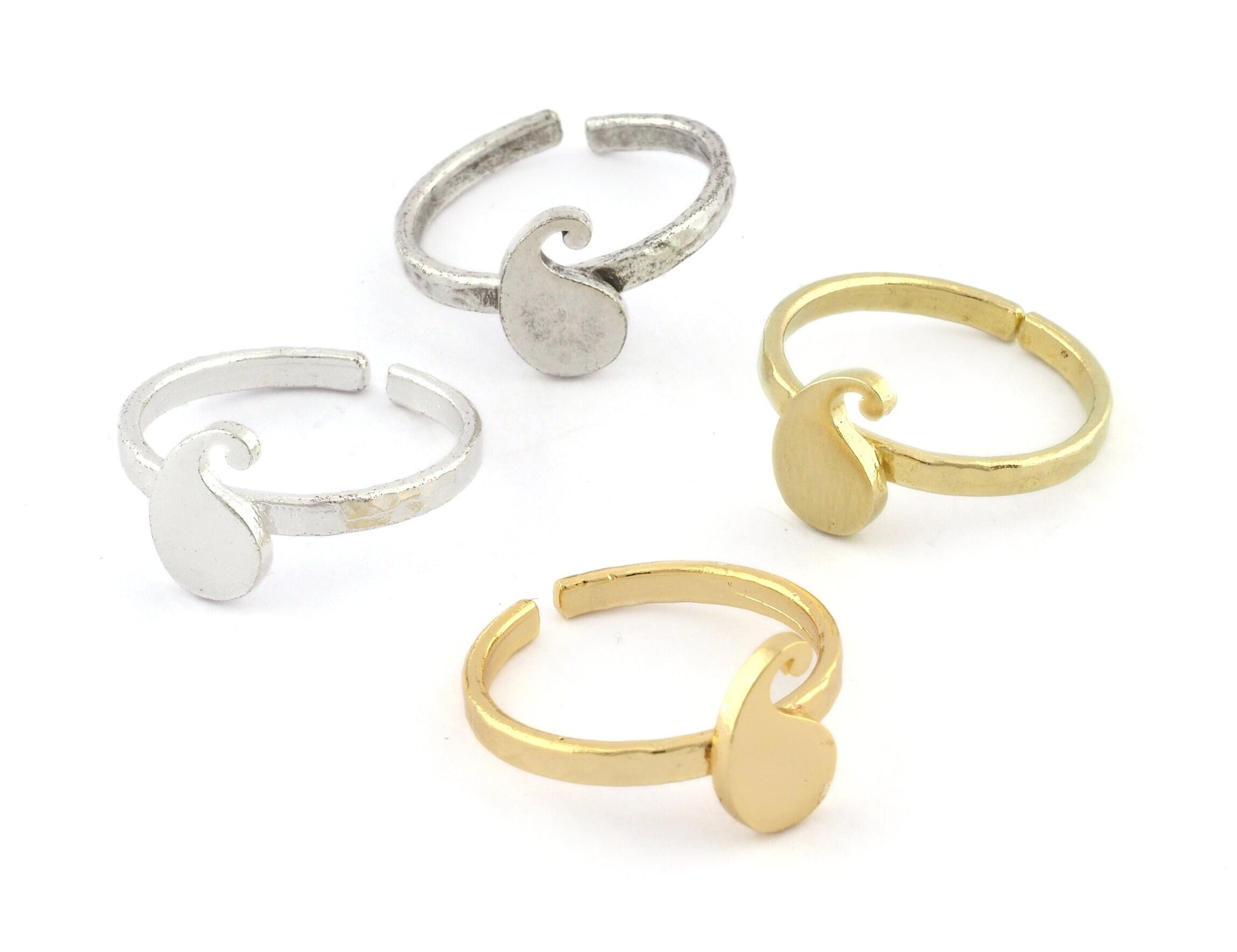 Mango, Drop Ring Adjustable Raw brass, Shiny Silver, Antique silver, Shiny gold plated (18mm 8US inner size) 3441
