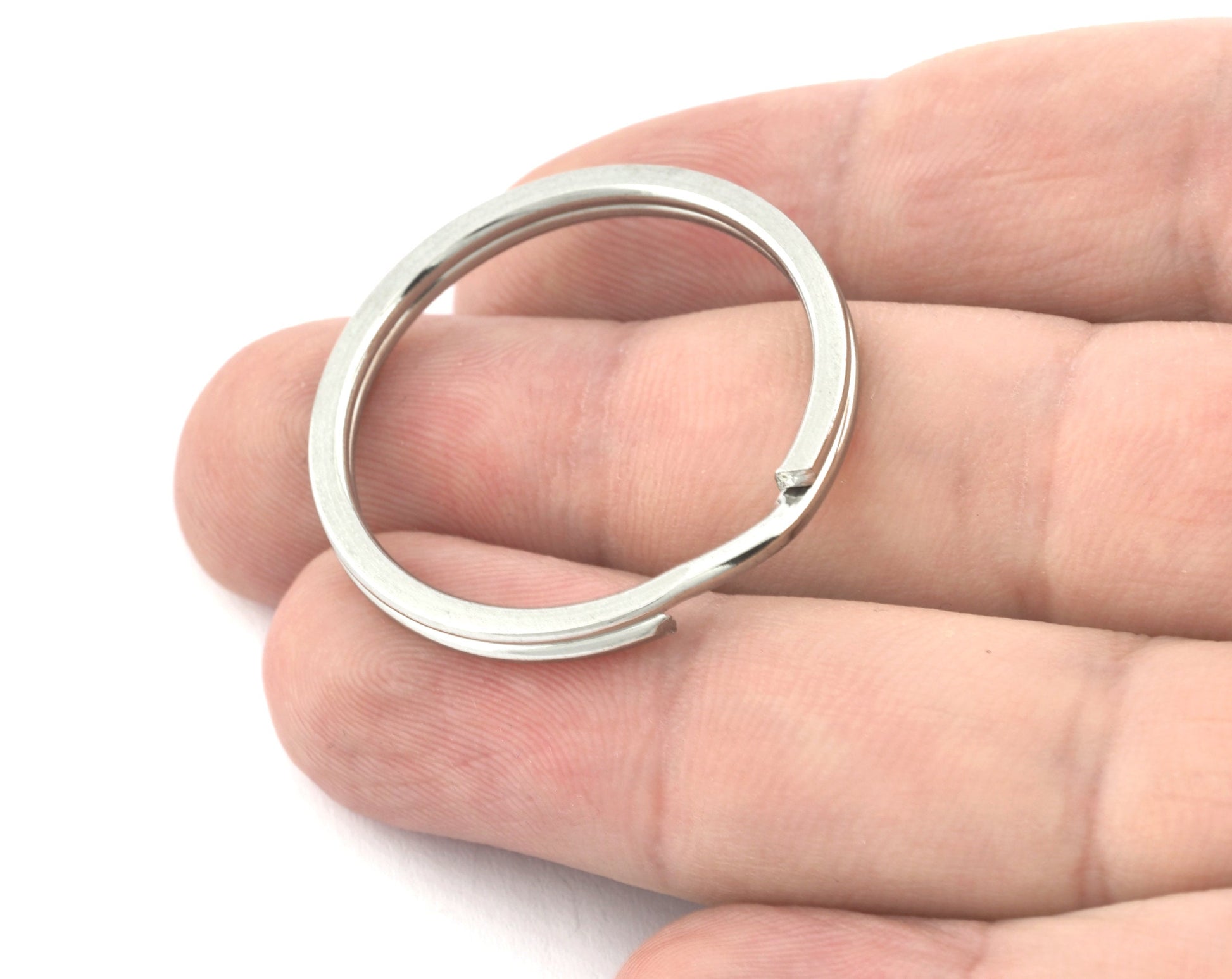 Key Ring Hoop Round Silver tone plated 33mm 5212