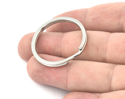 Key Ring Hoop Round Silver tone plated 33mm 5212