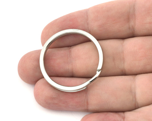 Key Ring Hoop Round Silver tone plated 33mm 5212