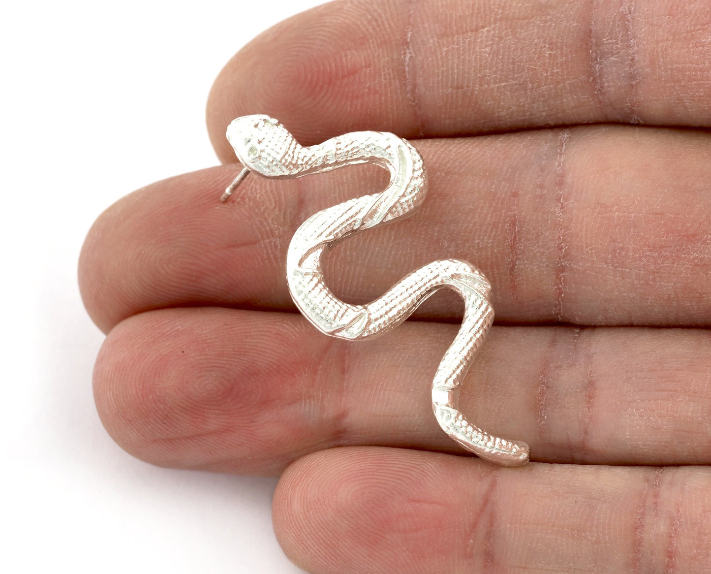 Snake Earring Stud Post Wire Base Raw Brass, Shiny silver, Shiny gold plated Earring 44mm OZ5331