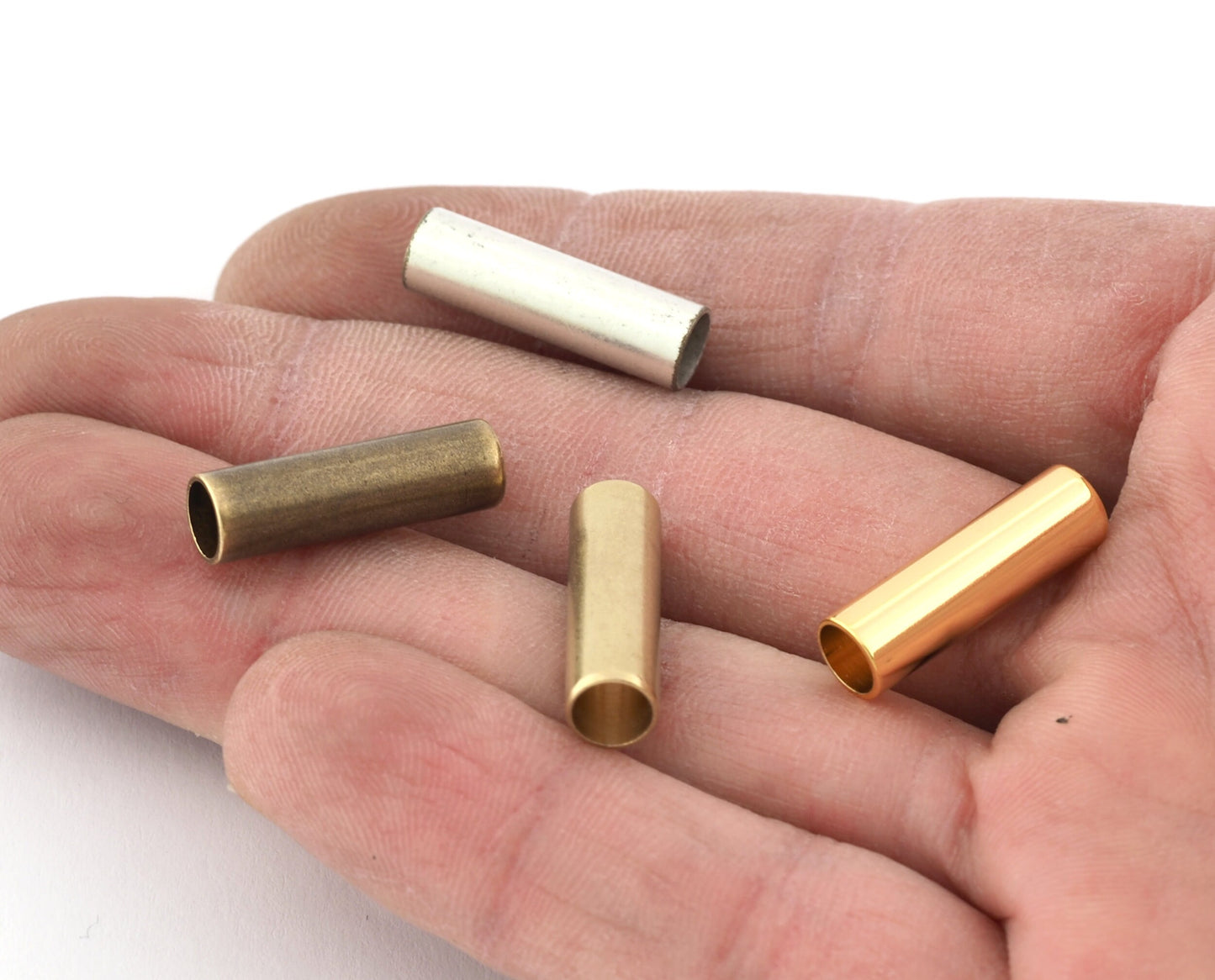 Cylinder Spacer Bead Tubes 6x20mm (hole 5mm) Raw Brass - Antique Silver - Antique Bronze Shiny Gold , Craft Findings bab5 4173