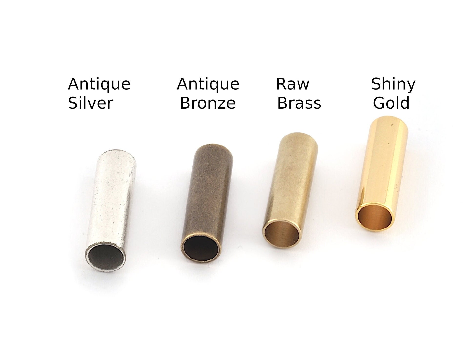 Cylinder Spacer Bead Tubes 6x20mm (hole 5mm) Raw Brass - Antique Silver - Antique Bronze Shiny Gold , Craft Findings bab5 4173