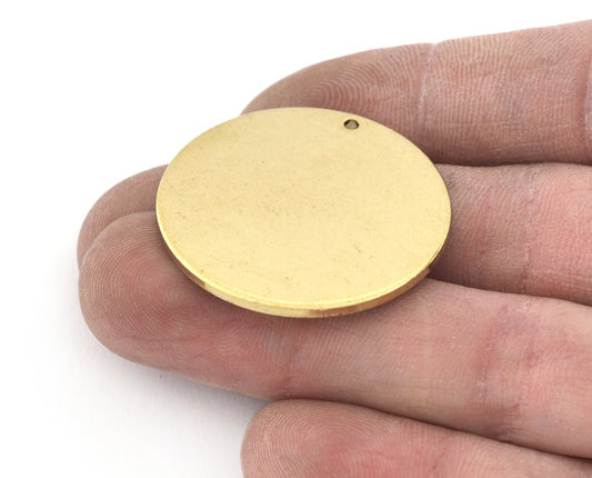 Raw Brass 32mm Circle tag (1.5mm thickness) 1 hole Charms ,Findings 4361