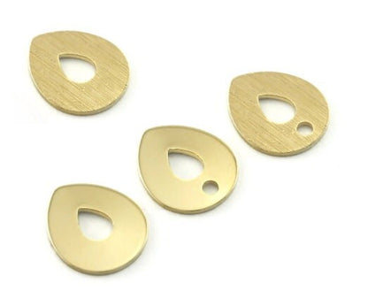 Drop charms raw brass or brushed 12x10mm findings OZ4122-50