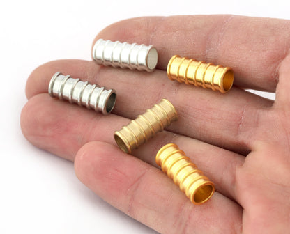 Jewelry making tubes, Brass, Silver tone, Shiny, Matte gold, Shiny silver, Antique copper 18x8mm (6mm hole) bab6 1230