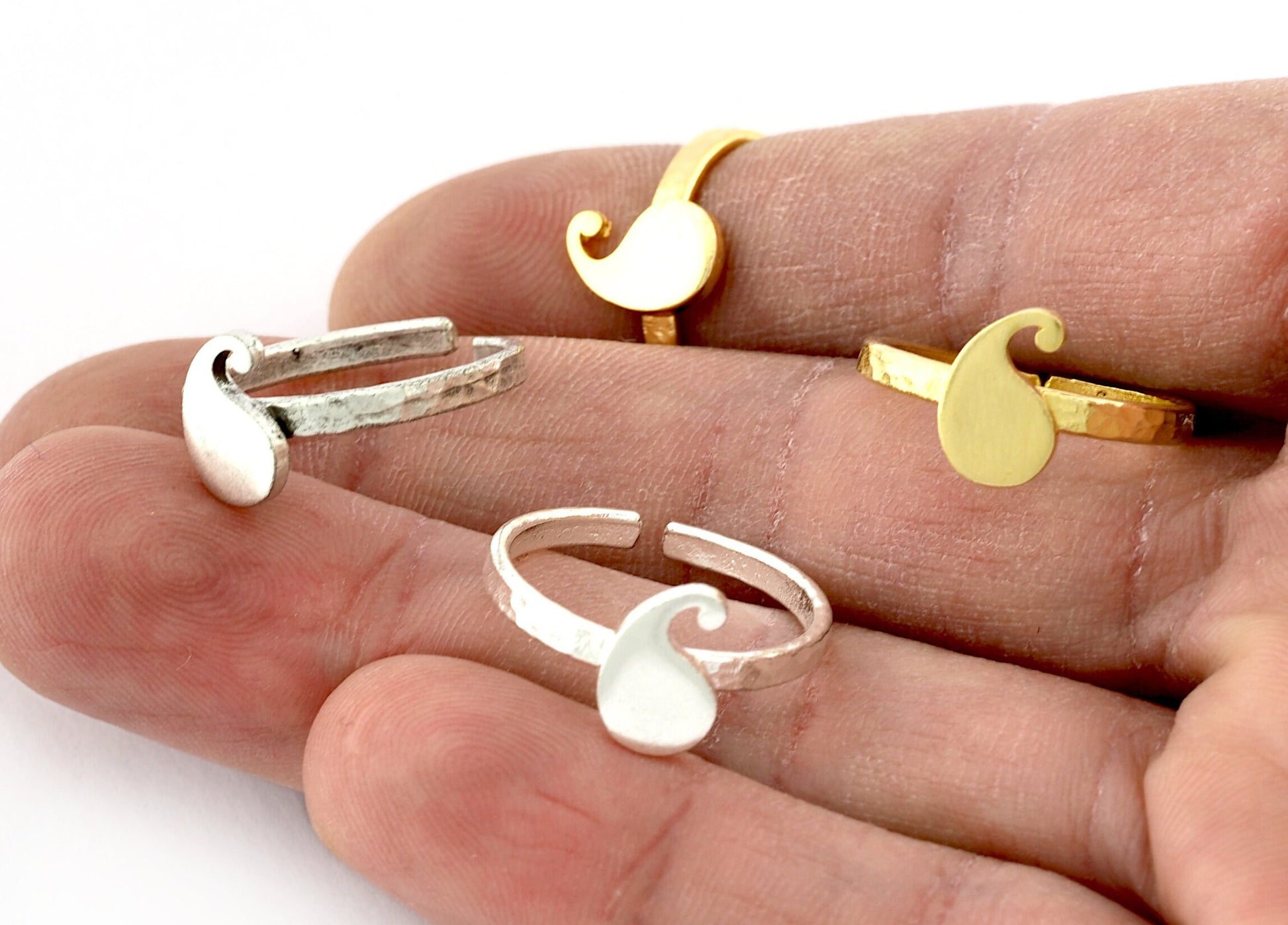 Mango, Drop Ring Adjustable Raw brass, Shiny Silver, Antique silver, Shiny gold plated (18mm 8US inner size) 3441