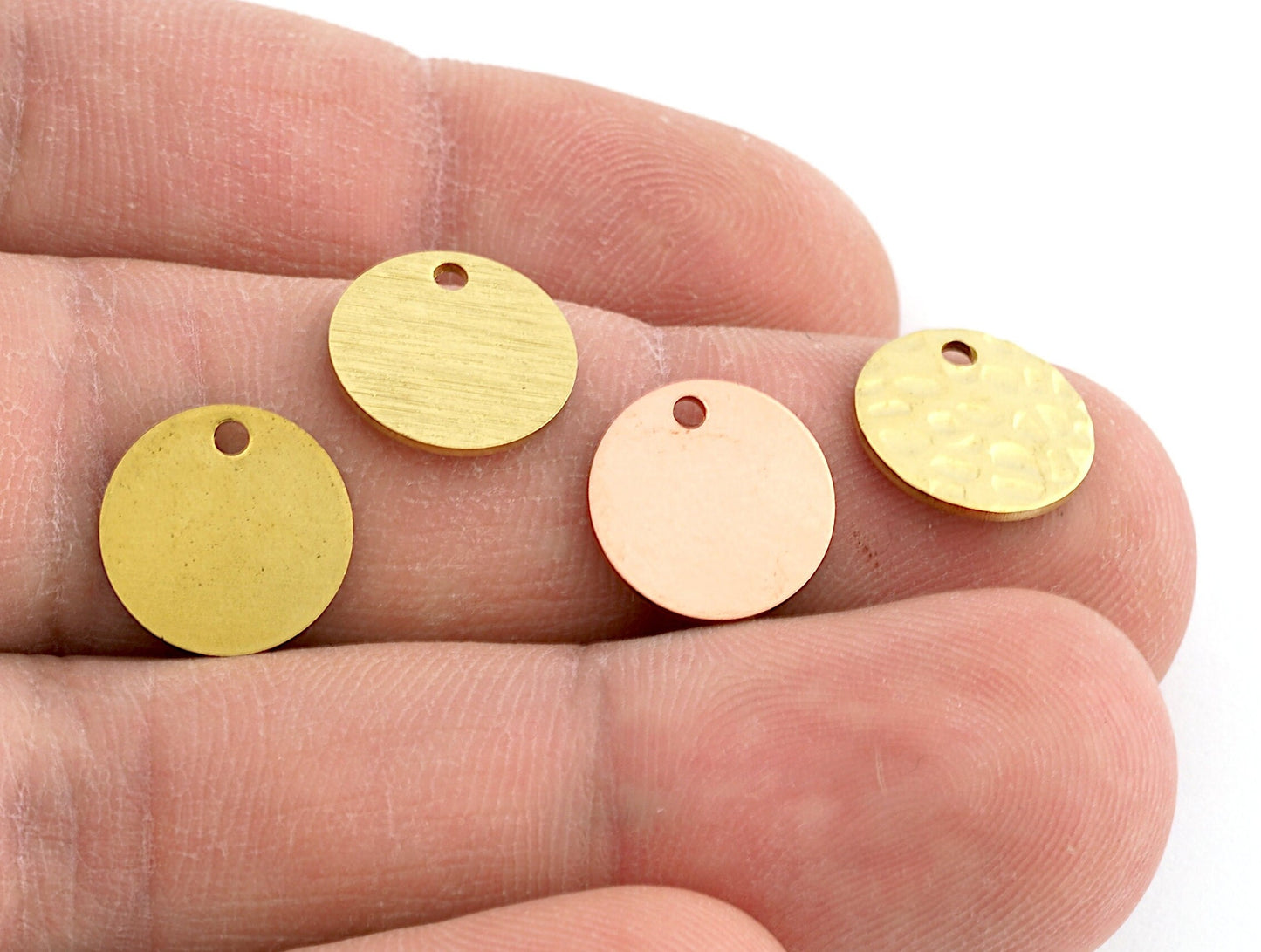 Coin Round Disc 12mm Stamping blank tag shape Raw Brass - Brushed - Hammered - Copper Antique silver, Antique silver hammered OZ3037-75