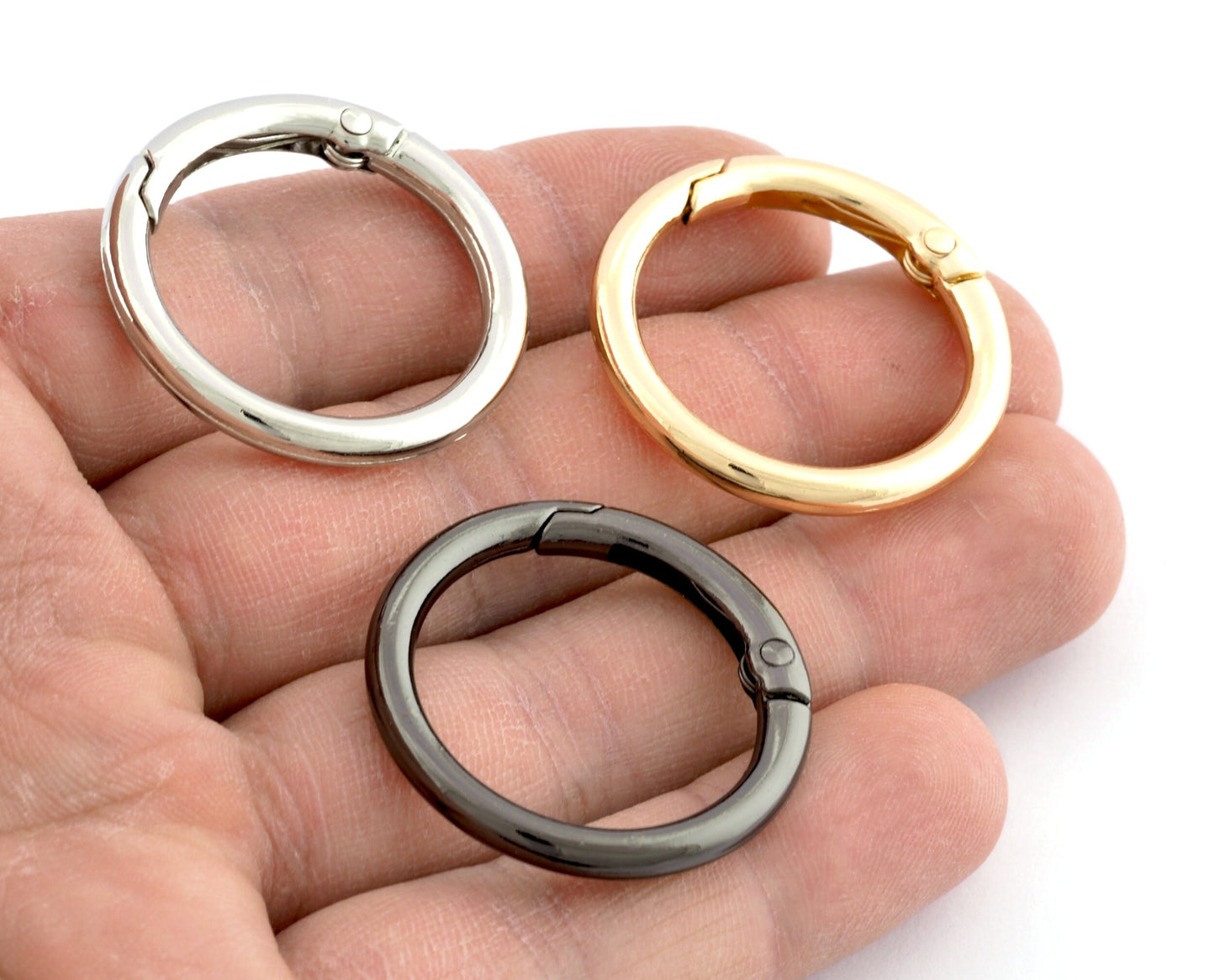 Round O Spring Ring Connector Findings, clasp 1 Silver , 2 Gunmetal, 3 Goldtone, 4 Silver Small 5 Gunmetal Small, 6 Goldtone Small 3126