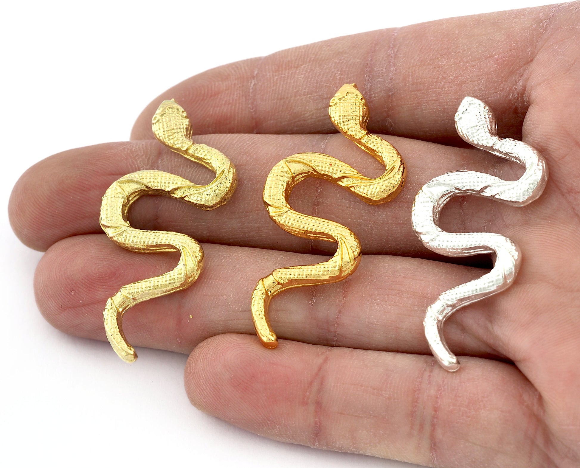 Snake Earring Stud Post Wire Base Raw Brass, Shiny silver, Shiny gold plated Earring 44mm OZ5331