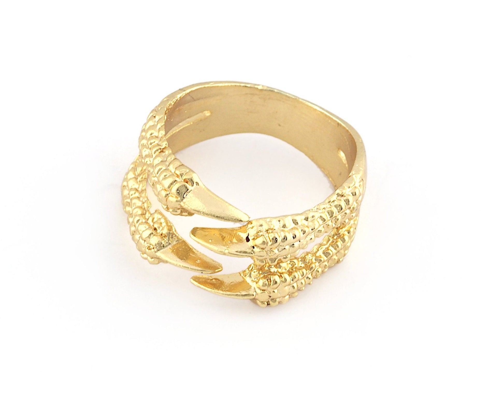 Claw Ring Adjustable Shiny gold plated brass (21mm 11US inner size) 3912