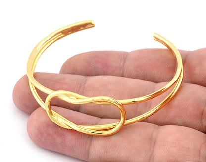 Knot Bracelet Base, Shiny gold plated copper 3826