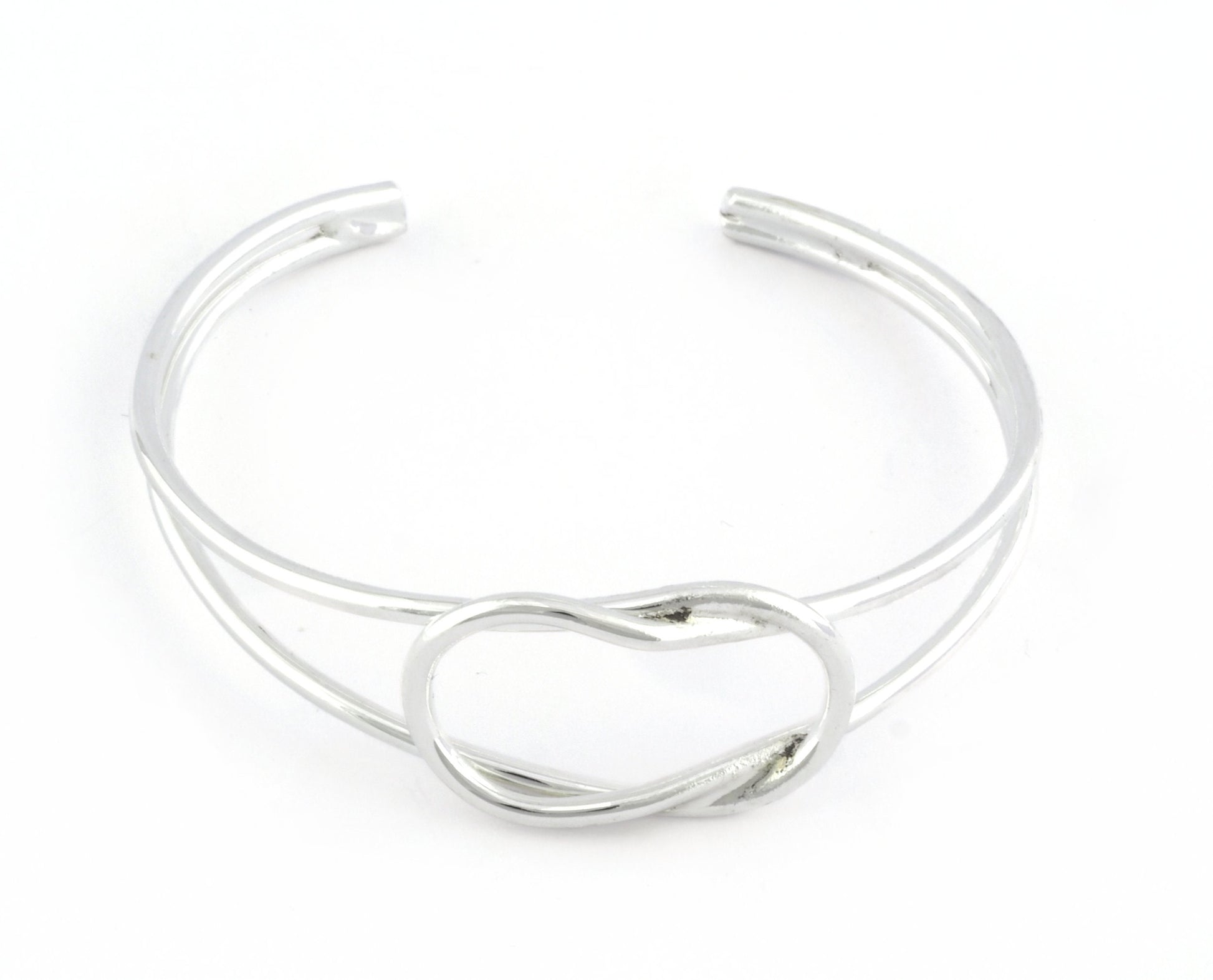 Knot Bracelet Base, Shiny silver plated copper 3826