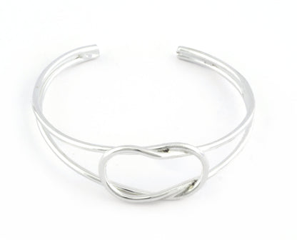 Knot Bracelet Base, Shiny silver plated copper 3826