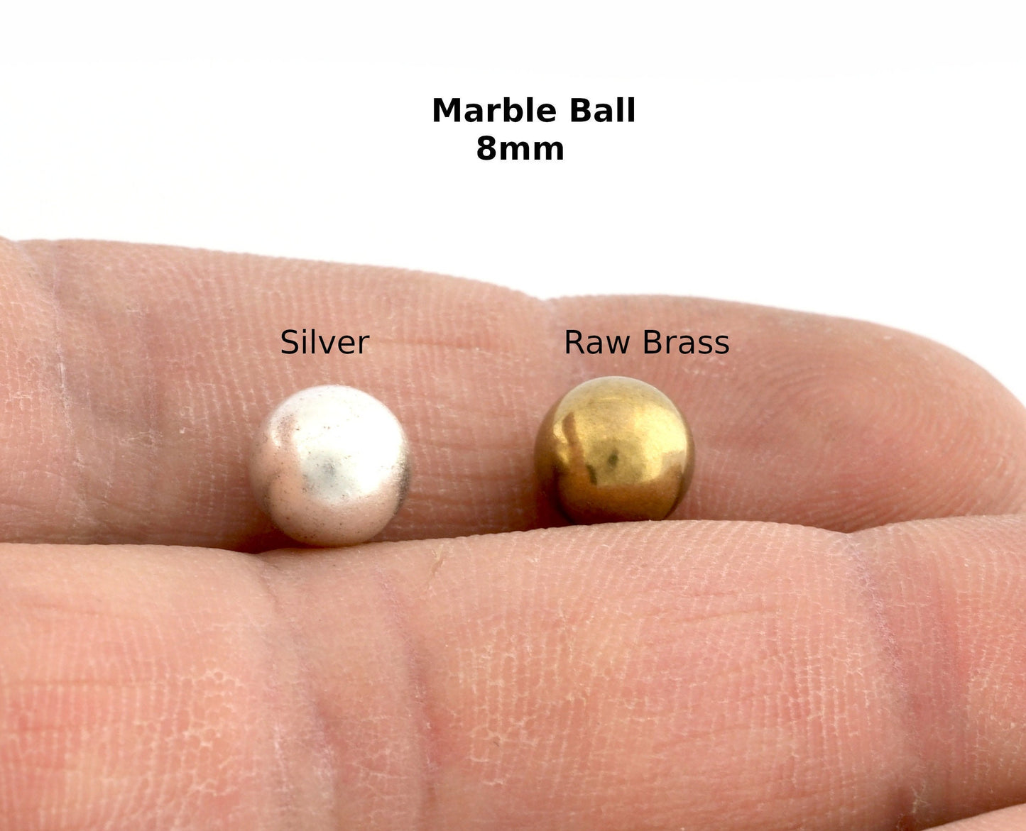 Marble Ball brass spacer 8mm solid findings Silver plated or Raw Brass 5336