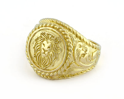 Lion Ring Raw Brass - Antique Silver - Shiny Silver Plated (9US - 12US inner size Adjustable ) 3048